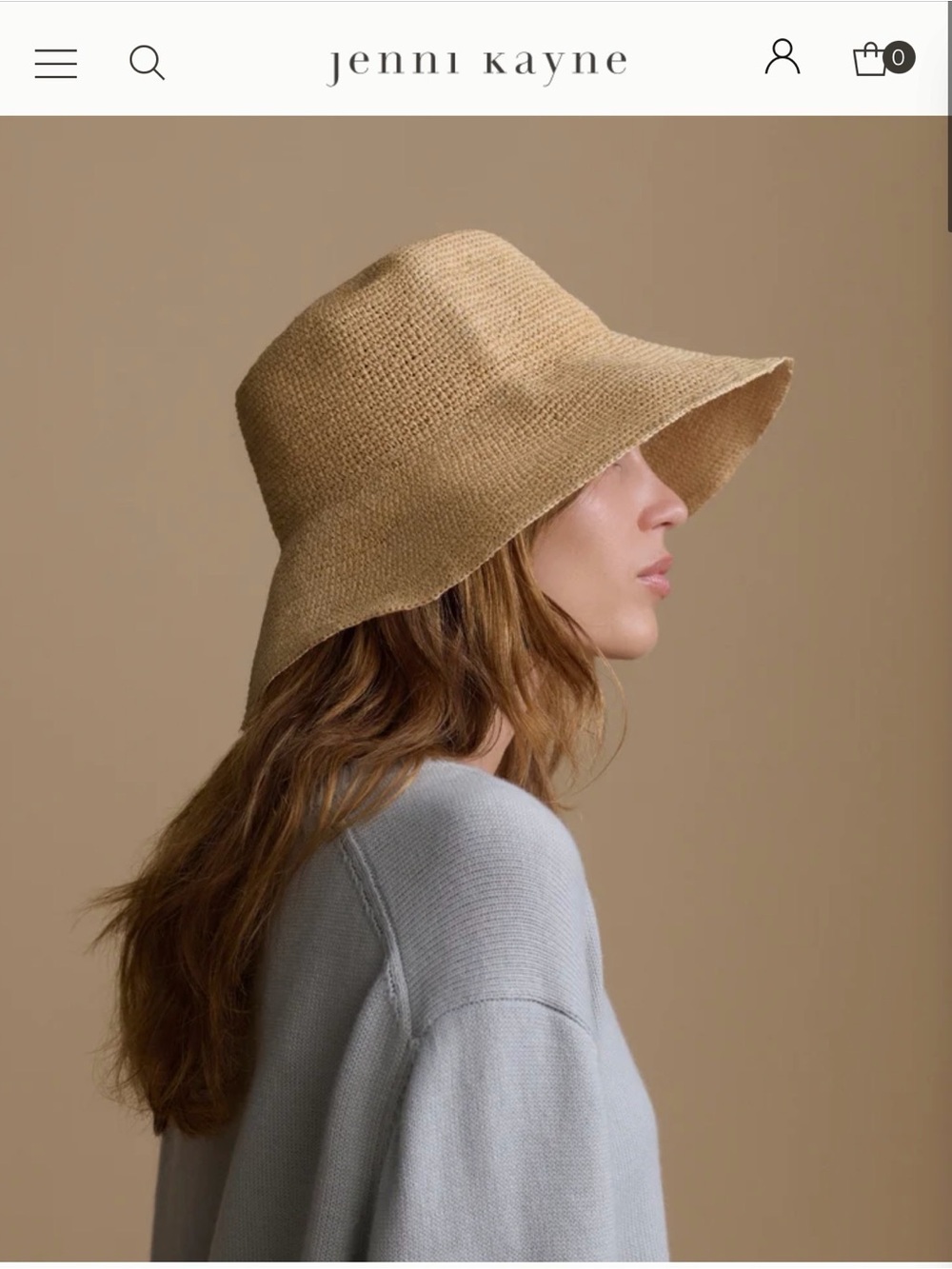 Jenni Kayne Crochet Raffia Sun Hat in Natural, size S/M